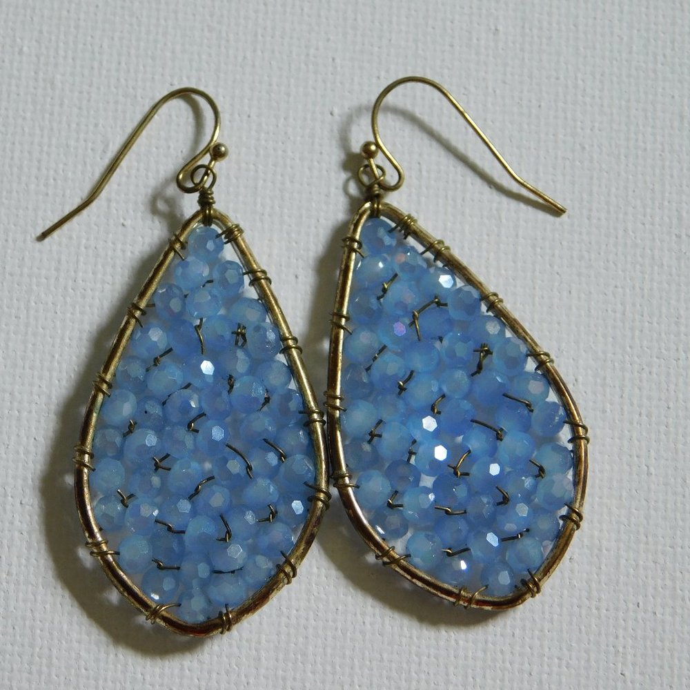 Light blue beaded drop earrings